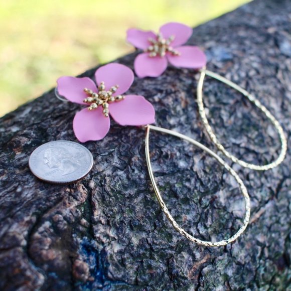 Anthropologie Flower Petals Drop Big Hoop Earrings - Picture 6 of 10